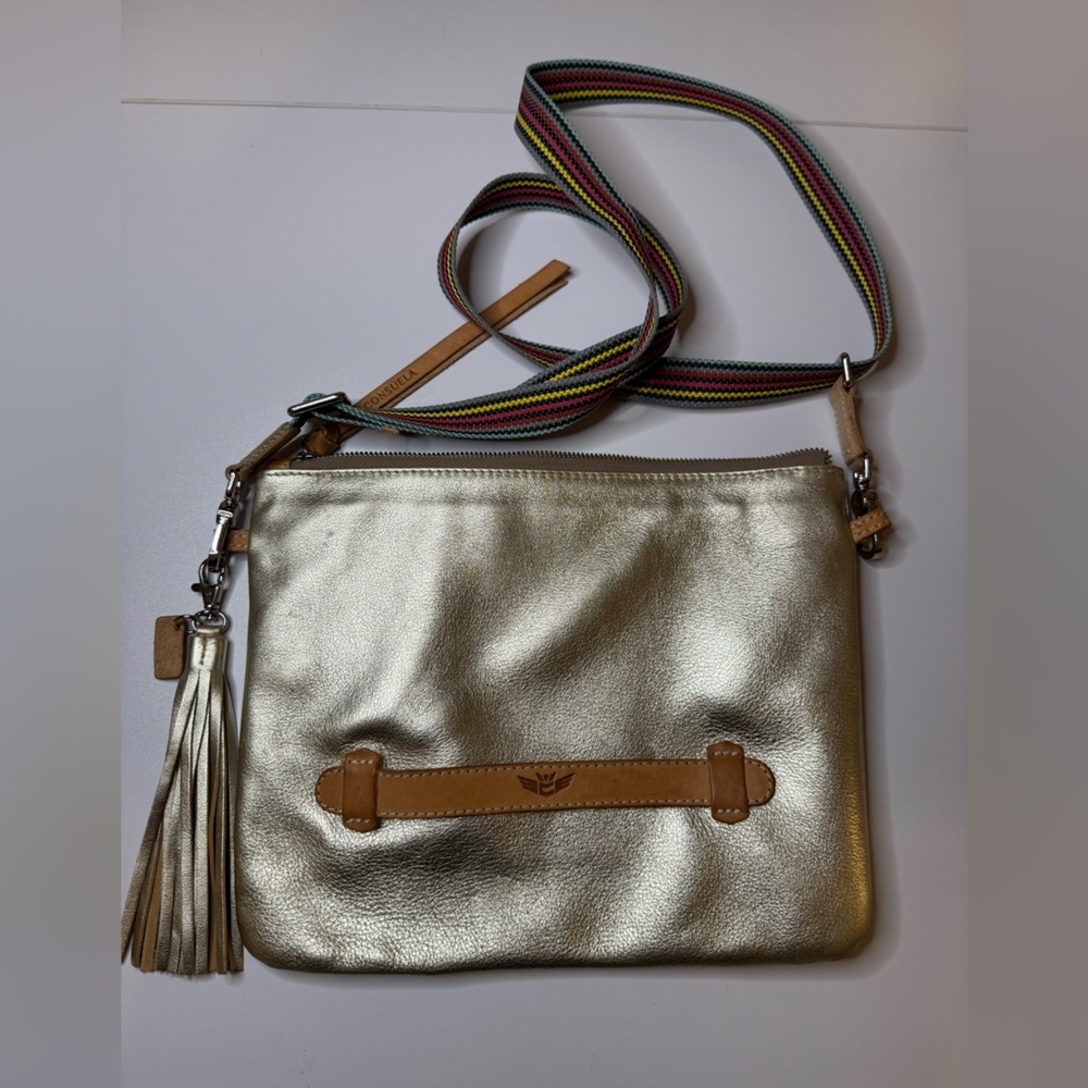 Consuela Downtown Gold Crossbody Bag with Tassel